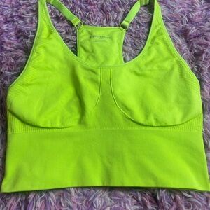 Tory Sport Neon Green  seamless cami Sports Bra